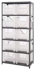 Quantum Storage - 10 Bin Giant Stack Container Storage Shelving - 36 Inch Overall Width x 18 Inch Overall Depth x 75 Inch Overall Height, Clear Tri-Clear Polypropylene Bins - USA Tool & Supply