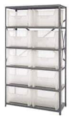 Quantum Storage - 10 Bin Giant Stack Container Storage Shelving - 42 Inch Overall Width x 18 Inch Overall Depth x 75 Inch Overall Height, Clear Tri-Clear Polypropylene Bins - USA Tool & Supply