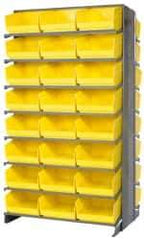 Quantum Storage - 48 Bin Store-More Sloped Shelving System - 36 Inch Overall Width x 24 Inch Overall Depth x 63-1/2 Inch Overall Height, Yellow Polypropylene Bins - USA Tool & Supply