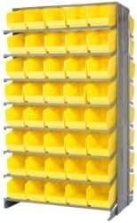 Quantum Storage - 80 Bin Store-More Sloped Shelving System - 36 Inch Overall Width x 24 Inch Overall Depth x 63-1/2 Inch Overall Height, Yellow Polypropylene Bins - USA Tool & Supply