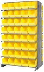 Quantum Storage - 80 Bin Store-More Sloped Shelving System - 36 Inch Overall Width x 24 Inch Overall Depth x 63-1/2 Inch Overall Height, Yellow Polypropylene Bins - USA Tool & Supply