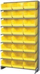 Quantum Storage - 24 Bin Store-More Sloped Shelving System - 36 Inch Overall Width x 12 Inch Overall Depth x 63-1/2 Inch Overall Height, Yellow Polypropylene Bins - USA Tool & Supply
