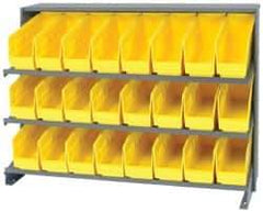 Quantum Storage - 24 Bin Store-More Sloped Shelving System - 36 Inch Overall Width x 12 Inch Overall Depth x 26-1/2 Inch Overall Height, Yellow Polypropylene Bins - USA Tool & Supply