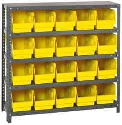 Quantum Storage - 20 Bin Store-More Shelf Bin System - 36 Inch Overall Width x 18 Inch Overall Depth x 39 Inch Overall Height, Yellow Polypropylene Bins - USA Tool & Supply