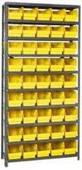 Quantum Storage - 45 Bin Store-More Shelf Bin System - 36 Inch Overall Width x 18 Inch Overall Depth x 75 Inch Overall Height, Yellow Polypropylene Bins - USA Tool & Supply