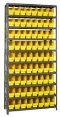 Quantum Storage - 72 Bin Store-More Shelf Bin System - 36 Inch Overall Width x 18 Inch Overall Depth x 75 Inch Overall Height, Yellow Polypropylene Bins - USA Tool & Supply