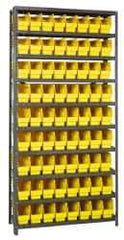 Quantum Storage - 72 Bin Store-More Shelf Bin System - 36 Inch Overall Width x 12 Inch Overall Depth x 75 Inch Overall Height, Yellow Polypropylene Bins - USA Tool & Supply