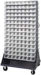 Quantum Storage - 240 Bin Mobile Louvered Rack with Ultra Bins - 36 Inch Overall Width x 25 Inch Overall Depth x 72 Inch Overall Height, Clear Tri-Clear Polypropylene Bins - USA Tool & Supply