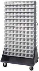 Quantum Storage - 240 Bin Mobile Louvered Rack with Ultra Bins - 36 Inch Overall Width x 25 Inch Overall Depth x 72 Inch Overall Height, Clear Tri-Clear Polypropylene Bins - USA Tool & Supply