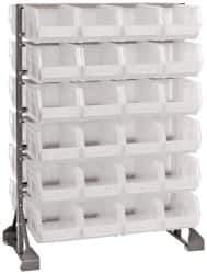 Quantum Storage - 48 Bin Rail System with Ultra Bins - 36 Inch Overall Width x 20 Inch Overall Depth x 53 Inch Overall Height, Clear Tri-Clear Polypropylene Bins - USA Tool & Supply