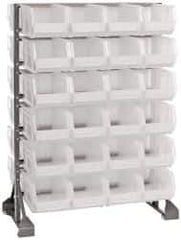 Quantum Storage - 48 Bin Rail System with Ultra Bins - 36 Inch Overall Width x 20 Inch Overall Depth x 53 Inch Overall Height, Clear Tri-Clear Polypropylene Bins - USA Tool & Supply