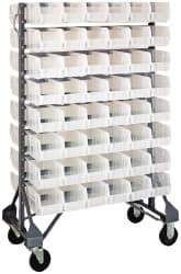Quantum Storage - 96 Bin Rail System with Ultra Bins - 36 Inch Overall Width x 20 Inch Overall Depth x 53 Inch Overall Height, Clear Tri-Clear Polypropylene Bins - USA Tool & Supply