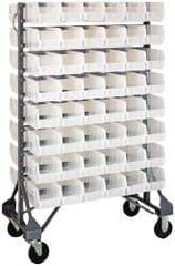 Quantum Storage - 96 Bin Rail System with Ultra Bins - 36 Inch Overall Width x 20 Inch Overall Depth x 53 Inch Overall Height, Clear Tri-Clear Polypropylene Bins - USA Tool & Supply