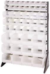 Quantum Storage - 46 Bin Rail System with Ultra Bins - 36 Inch Overall Width x 15 Inch Overall Depth x 53 Inch Overall Height, Clear Tri-Clear Polypropylene Bins - USA Tool & Supply