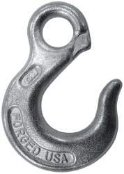 CM - 2,650 Lb Capacity, Chain Grade 30, Steel Eye Hook - 0.92" Hook Throat, 3.17" Reach, 3/4" Eye ID, 3/8" Chain Diam, 4.56" OAL, Heat Treated - USA Tool & Supply