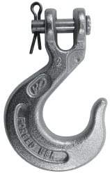 CM - 1/2 Inch Chain Diameter, Grade 43 Clevis Hook - 9,200 Lbs. Load Capacity, 0.61 Inch Inside Diameter, 0.55 Inch Pin Diameter, 1.12 Inch Hook Throat, 6.31 Inch Overall Length, 4.16 Inch Hook Width - USA Tool & Supply