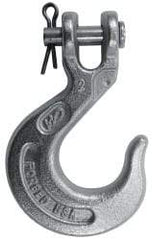 CM - 3/8 Inch Chain Diameter, Grade 43 Clevis Hook - 5,400 Lbs. Load Capacity, 1/2 Inch Inside Diameter, 0.44 Inch Pin Diameter, 0.86 Inch Hook Throat, 4.81 Inch Overall Length, 3.2 Inch Hook Width - USA Tool & Supply