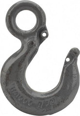 CM - Chain Grade 100, 8,800 Lbs. Load Limit Eye Rigging Hook - 1.19 Inch Hook Throat, 4.67 Inch Reach, 1-1/4 Inch Eye Inside Diameter, 3/8 Inch Chain Diameter, 6.55 Inch Overall Length, 0.63 Inch Eye Thickness - USA Tool & Supply