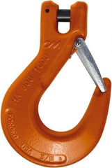 CM - 3/8 Inch Chain Diameter, Grade 100 Clevis Hook - 8,800 Lbs. Load Capacity, 0.47 Inch Inside Diameter, 0.51 Inch Pin Diameter, 1.06 Inch Hook Throat, 6.53 Inch Overall Length, 4.38 Inch Hook Width - USA Tool & Supply