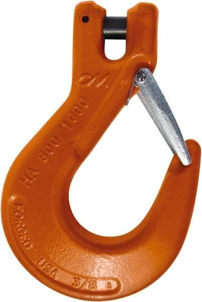 CM - 9/32 Inch Chain Diameter, Grade 100 Clevis Hook - 4,300 Lbs. Load Capacity, 0.38 Inch Inside Diameter, 0.36 Inch Pin Diameter, 0.83 Inch Hook Throat, 5.23 Inch Overall Length, 3.53 Inch Hook Width - USA Tool & Supply