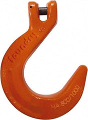 CM - 9/32 Inch Chain Diameter, Grade 100 Clevis Hook - 4,300 Lbs. Load Capacity, 0.35 Inch Inside Diameter, 0.357 Inch Pin Diameter, 2.55 Inch Hook Throat, 6.52 Inch Overall Length, 4.82 Inch Hook Width - USA Tool & Supply