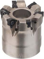 Seco - 6 Inserts, 1-1/2" Cut Diam, 3/4" Arbor Diam, 0.157" Max Depth of Cut, Indexable Square-Shoulder Face Mill - 1.57" High, XNEX 04.. Insert Compatibility, Through Coolant, Series R220.96 - USA Tool & Supply