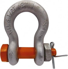 CM - 3/4" Nominal Chain Size, 7 Ton Alloy Steel Bolt Anchor Shackle - 31/32" Diam, 7/8" Pin Diam, 1-1/4" Wide Inside Jaw, 1-3/4" Inside Width - USA Tool & Supply