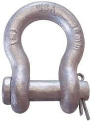 CM - 5/8" Nominal Chain Size, 5 Ton Alloy Steel Round Anchor Shackle - 27/32" Diam, 3/4" Pin Diam, 1-1/16" Wide Inside Jaw, 1-1/2" Inside Width - USA Tool & Supply