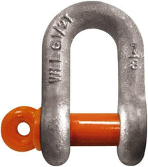 CM - 1/4" Nominal Chain Size, 0.5 Ton Carbon Steel Screw Chain Shackle - 13/32" Diam, 9/32" Pin Diam, 15/32" Wide Inside Jaw, 15/32" Inside Width - USA Tool & Supply