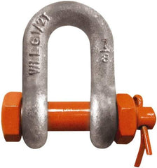 CM - 5/8" Nominal Chain Size, 3.25 Ton Carbon Steel Bolt Chain Shackle - 27/32" Diam, 3/4" Pin Diam, 1-1/16" Wide Inside Jaw, 1-1/16" Inside Width - USA Tool & Supply