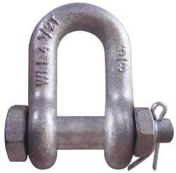 CM - 3/4" Nominal Chain Size, 4.75 Ton Carbon Steel Bolt Chain Shackle - 31/32" Diam, 7/8" Pin Diam, 1-1/4" Wide Inside Jaw, 1-1/4" Inside Width - USA Tool & Supply