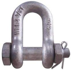 CM - 1/2" Nominal Chain Size, 2 Ton Carbon Steel Bolt Chain Shackle - 23/32" Diam, 5/8" Pin Diam, 13/16" Wide Inside Jaw, 13/16" Inside Width - USA Tool & Supply