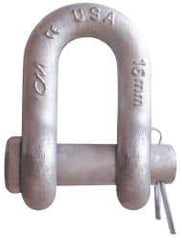 CM - 1/4" Nominal Chain Size, 0.75 Ton Carbon Steel Round Chain Shackle - 13/32" Diam, 9/32" Pin Diam, 15/32" Wide Inside Jaw, 15/32" Inside Width - USA Tool & Supply