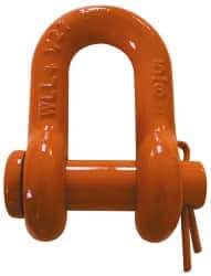 CM - 1/4" Nominal Chain Size, 0.75 Ton Carbon Steel Round Chain Shackle - 13/32" Diam, 9/32" Pin Diam, 15/32" Wide Inside Jaw, 15/32" Inside Width - USA Tool & Supply