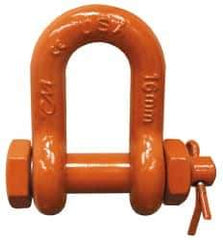 CM - 5/16" Nominal Chain Size, 1 Ton Carbon Steel Bolt Chain Shackle - 15/32" Diam, 3/8" Pin Diam, 17/32" Wide Inside Jaw, 17/32" Inside Width - USA Tool & Supply