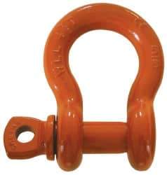 CM - 3/4" Nominal Chain Size, 6.5 Ton Carbon Steel Screw Anchor Shackle - 31/32" Diam, 7/8" Pin Diam, 1-1/4" Wide Inside Jaw, 1-3/4" Inside Width - USA Tool & Supply