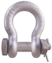 CM - 5/16" Nominal Chain Size, 1 Ton Carbon Steel Bolt Anchor Shackle - 15/32" Diam, 3/8" Pin Diam, 17/32" Wide Inside Jaw, 25/32" Inside Width - USA Tool & Supply