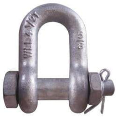 CM - 5/8" Nominal Chain Size, 4.5 Ton Carbon Steel Bolt Chain Shackle - 27/32" Diam, 3/4" Pin Diam, 1-1/16" Wide Inside Jaw, 1-1/16" Inside Width - USA Tool & Supply