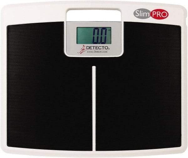 Detecto - 17" x 14" Wide x 1.4" Base, 440 Lb Capacity, LCD Digital Scale - 0.2 Lb Graduation, (4) AAA Batteries (Included) - USA Tool & Supply