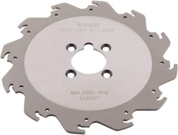 Iscar - Arbor Hole Connection, 0.118" Cutting Width, 2.05" Depth of Cut, 0.098" Cutter Diam, 1-1/4" Hole Diam, 8 Tooth Indexable Slotting Cutter - TGSF Toolholder, TAG N3 Insert - USA Tool & Supply