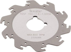 Iscar - Arbor Hole Connection, 1/16" Cutting Width, 1.181" Depth of Cut, 3-15/16" Cutter Diam, 1" Hole Diam, 10 Tooth Indexable Slotting Cutter - TGSF Toolholder, TAG N-A, TAG N-C/W/M, TAG N-J/JS/JT, TAG N-LF, TAG N-MF, TAG N-UT Insert - USA Tool & Supply
