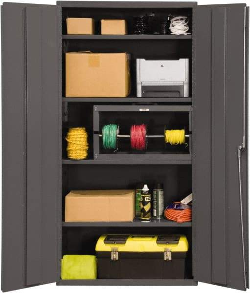 Durham - 4 Shelf Locking Storage Cabinet - Steel, 36" Wide x 18" Deep x 72" High, Gray - USA Tool & Supply