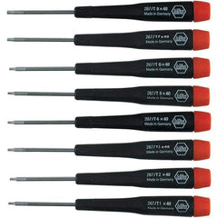 Wiha - 8 Piece Torx Screwdriver Set - Bit Sizes: Torx T1, T2, T3, T4, T5, T6, T-7 & T-8 - USA Tool & Supply