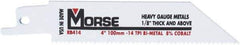 M.K. MORSE - 4" Long x 3/4" Thick, Bi-Metal Reciprocating Saw Blade - Tapered Profile, 14 TPI, Toothed Edge, Universal Shank - USA Tool & Supply