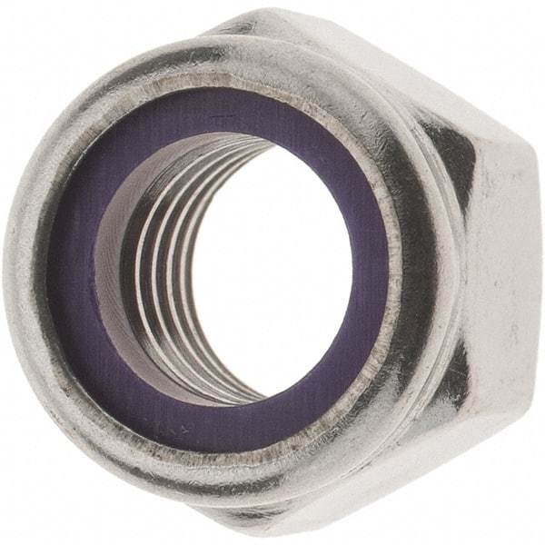 Value Collection - 1/2-13 UNC 18-8 Hex Lock Nut with Nylon Insert - 3/4" Width Across Flats, 39/64" High - USA Tool & Supply