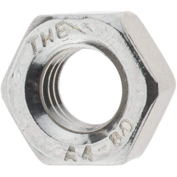 Value Collection - M6x1.00 Metric Coarse Stainless Steel Right Hand Hex Nut - 10mm Across Flats, 5mm High, Uncoated - USA Tool & Supply