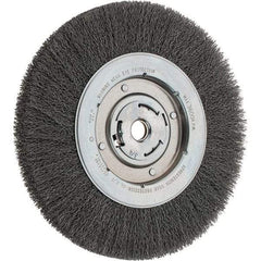 Weiler - 10" OD, 3/4" Arbor Hole, Crimped Steel Wheel Brush - 1-1/8" Face Width, 1-7/8" Trim Length, 0.014" Filament Diam, 3,600 RPM - USA Tool & Supply