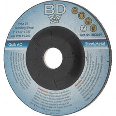Value Collection - 5" Wheel Diam, 1/4" Wheel Thickness, Type 27 Depressed Center Wheel - Aluminum Oxide, 12,200 Max RPM - USA Tool & Supply