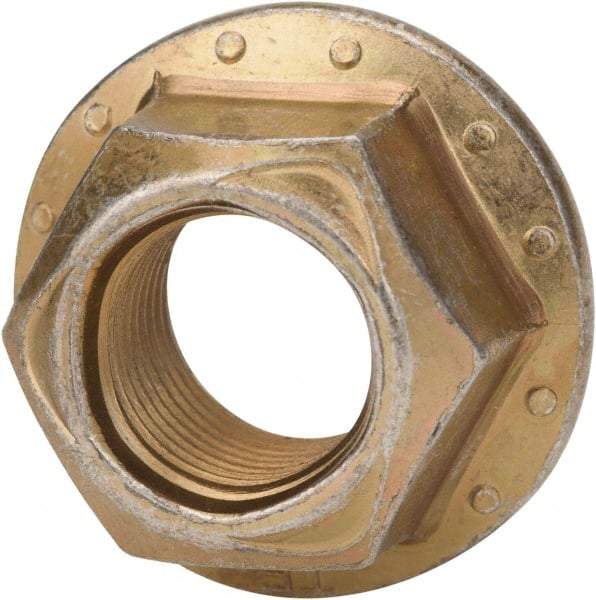 Made in USA - 3/4-10 Grade G Steel Hex Flange Lock Nut - Zinc Yellow Dichromate Finish - USA Tool & Supply