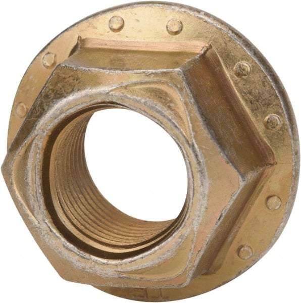 Made in USA - 1/2-20 Grade 8 Steel Hex Flange Lock Nut - Zinc Yellow Dichromate Finish - USA Tool & Supply